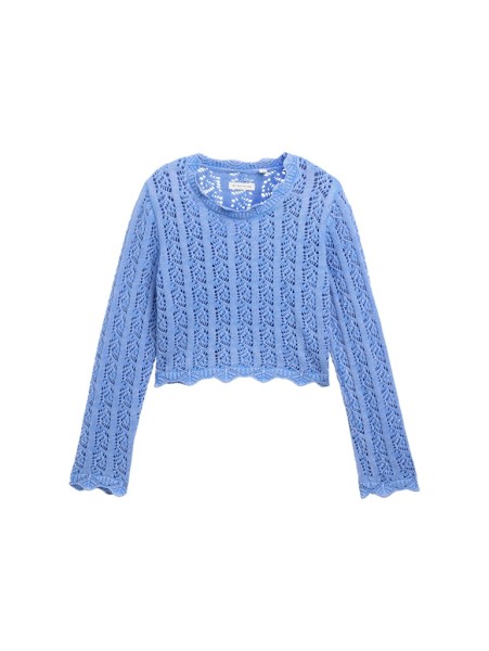 Cropped Ajour Strickpullover