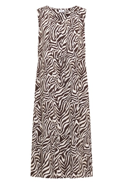 Midikleid mit V-Neck und Zebraprint