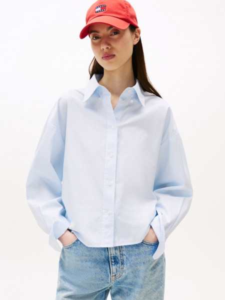 TJW REG CROP STRIPE POPLIN SHIRT