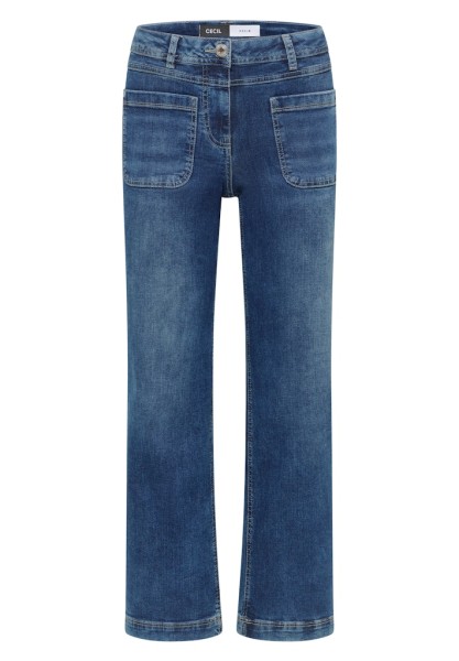 Wide Leg Patch Pocket Jeans