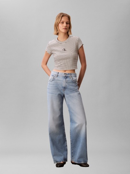STRIPED MONOLOGO BABY RIB TEE