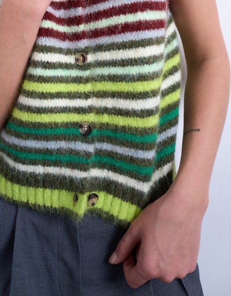 TSCARO STRIPE SL O-NECK VEST