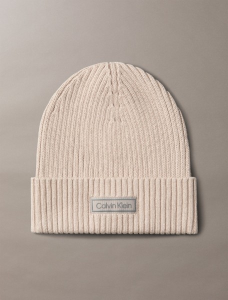 PATCH CHUNKY RIB COTTON BEANIE