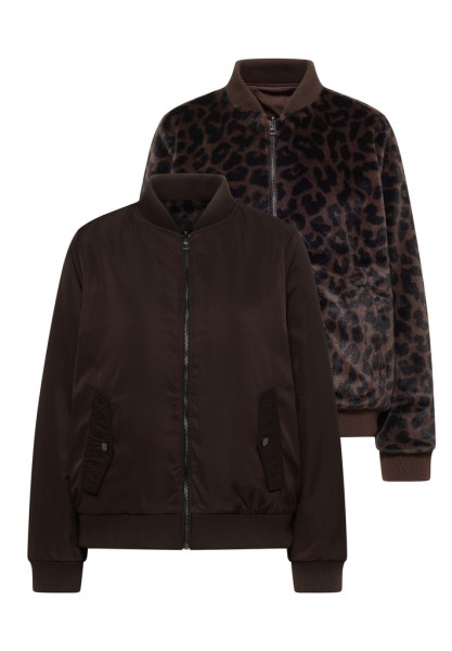 Wendbarer Fake Fur Blouson mit Leo-Muster