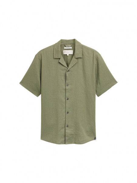 Relaxed Fit Kurzarmhemd mit Leinenanteil
