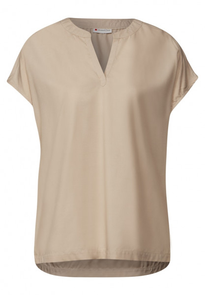 Split Neck Bluse in Unifarbe