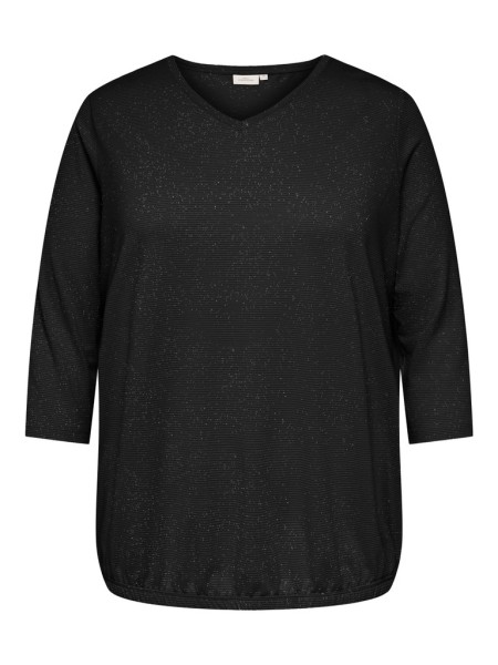 CARLINA 3/4 GLITTER V-NECK BLOUSE JRS BF