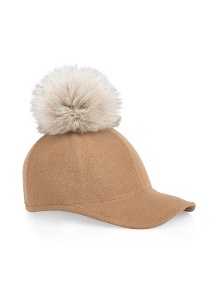 Woll-Cap mit Kunstfell-Bommel